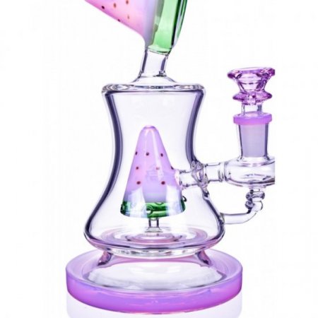 The Watermelon - 7" Double Pyramid Funnel Perc Bong - Pink New