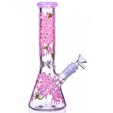 The Apiary - 10" Honeycomb Beaker Bong - Pink New