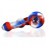 6" Silicone Standing Sherlock Hand Pipe with Glass Removable Bowl New