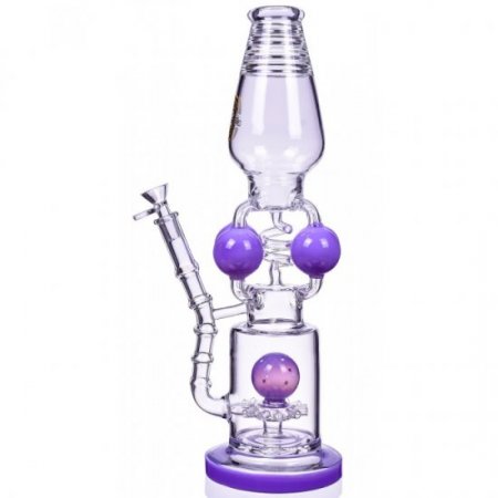 Blast Balls - 17" Quad Ball Chamber Multi Perc Bong - Purple New