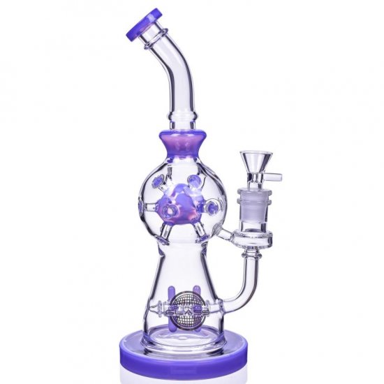 Smoke Propeller Dab Rig - 12\" Dual Spinning Propeller Perc To Swiss Faberge Egg Perc - Purple New