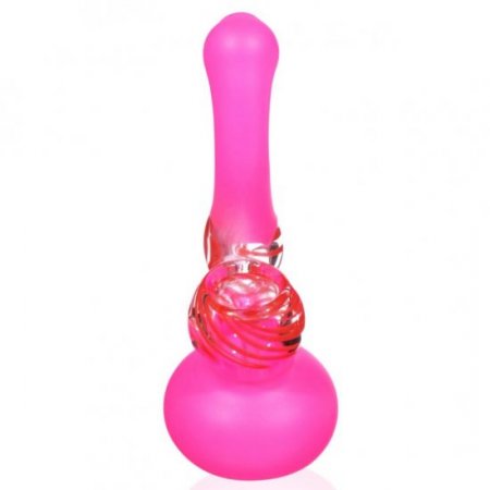 6" Mini Frosted Bubbler Pipe - Pink New