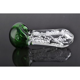 4" Inside Out Helix Glass Spoon Hand Pipe - Green New