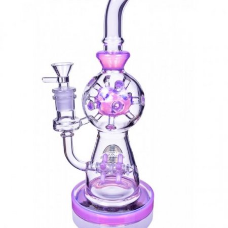 Smoke Propeller Dab Rig - 12" Dual Spinning Propeller Perc To Swiss Faberge Egg Perc - Pink New