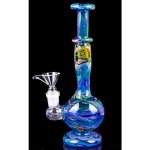 The Atlantis - 24KT Golden Bubble Trap Water Bong on Cobalt Blue Tubing. New