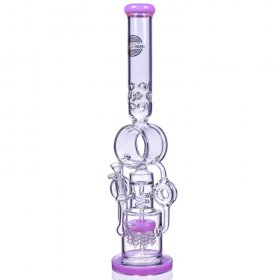 The Quidditch - 21" Triple Donut Multi Perc Bong - Pink New