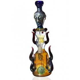 11.5" Aztec Statue Oil Dome Water Pipe - Fumed New