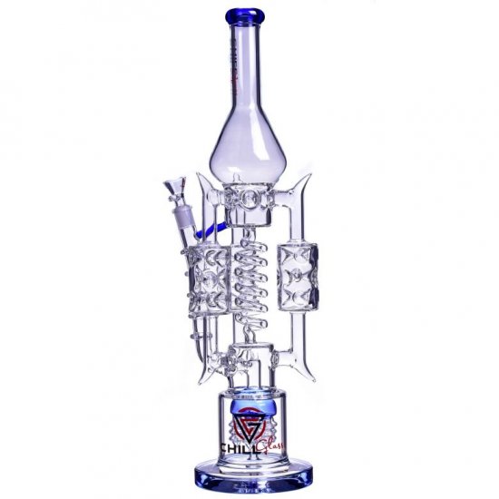 Chill Glass 20\" Triple Chamber Bong with Cyclone Perc - Blue New