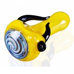 3" Zig Zag Head Horn Glass Pipe - Yellow New