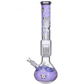 Primrose - 18" Glow In The Dark Beaker Bottom Bong With 10-arm Tree Perc New