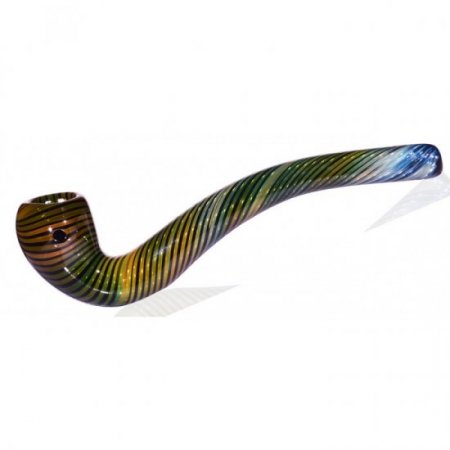 6" Candy Striped Sherlock Glass Hand Pipe - Bronze New