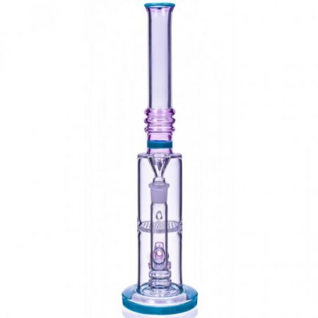 The Cockatoos - 16" Dual Perc Cylinder Base Bong - Pinkish Green New