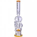 Lord Of Space Stone - Lookah? - 21" Donut Recycler Domed Sprinkler Perc Bong - Milky Amber New