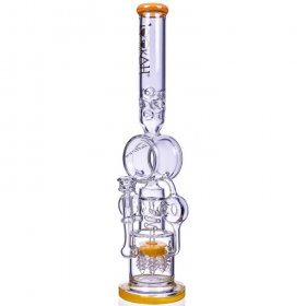 Lord Of Space Stone - Lookah? - 21" Donut Recycler Domed Sprinkler Perc Bong - Milky Amber New