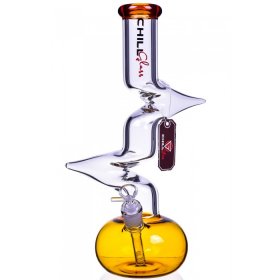 Chill Glass 15" Double Zong Bong w/ Down Stem and 14mm Dry Bowl - Amber New