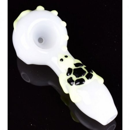 The Dark Power - Glow In The Dark 5" Turtle Glass Hand Pipe - White New