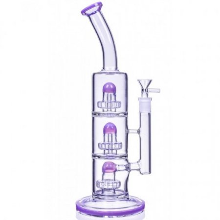 The Defender - 14" Triple Inline Showerhead Bong - American Purple New