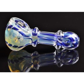 2.5" Double Ring Glass Pipe - Fumed - Blue New