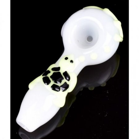 The Dark Power - Glow In The Dark 5" Turtle Glass Hand Pipe - White New