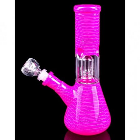 8" Matrix Percolator Girly Bong With Down Stem And Bowl - Soft Pink New