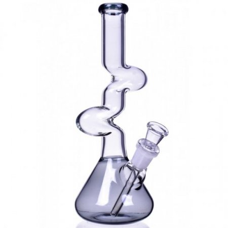 The Goliath - Curved Neck Double Zong Bong Water Pipe - Ash Black New