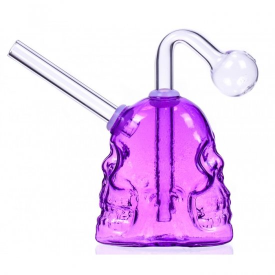 The Twins - Skull Design Dab Rig Bong - Purple New