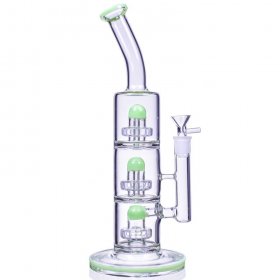 The Defender - 14" Triple Inline Showerhead Bong - American Green New