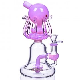 Lady Octopus - Lookah? - 9" Showerhead Perc Bong - Angel Wings New