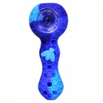 Stratus - 4" Silicone Hand Pipe With Honey Comb Design - Blue New