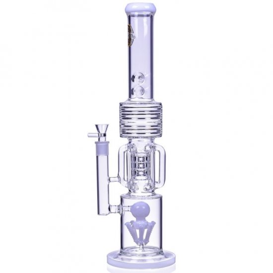 Smoke Runner - On Point Glass - 20\" 6 Arm w/ Sprinkler Perc Bong - White New