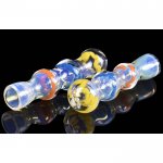 3" Bubbled Chillum Tri Color - Rasta New