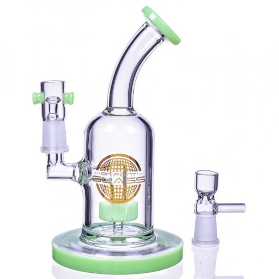 The Attraction - 7\" Titled Showerhead Perc Bong/Dab Rig - Milky Green New