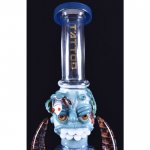 Twin Horned Skull Bong - 10" Showerhead Rig - Tattoo Glass New