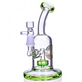The Attraction - 7" Titled Showerhead Perc Bong/Dab Rig - Clear Green New