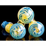 Smoke Triplets - 8" Triple Chamber Golden Fumed Side By Side Bubbler New