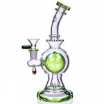 SpikeyBall Smoke - On Point Glass - 10" Tilted Spherical Matrix Perc Bong - Green New