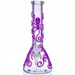 Smokey Octopus - 13" Glow In The Dark Beaker Bong - Purple New