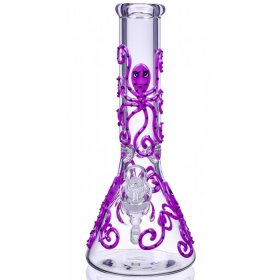 Smokey Octopus - 13" Glow In The Dark Beaker Bong - Purple New