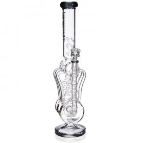 The Missing Alderaan Relic - Lookah Platinum Series Bong - 18" Barrel Spiral Blast Recycle Ice Glass Bong - Black Ice New