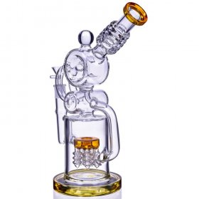 The Predator - 13" Donut 3-Arm Recycler Bong - Amber New