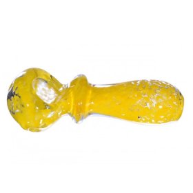 3" Marble Swirled Spoon Glass Hand Pipe - Yellow New