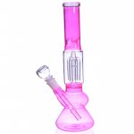 12" Slotted 4 Arm Tree Perc Glass Bong Water Pipe - Girly Hot Pink Bong New