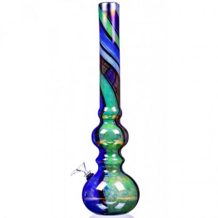 Rainbow Splash - 18" Thick Rasta Glass Bong New