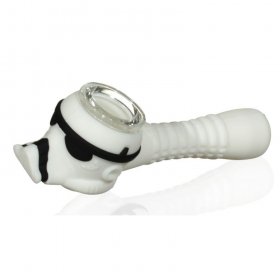 4" Silicone Hand Pipe With Removable Glass Bowl And Built In Screen - Storm Trooper New