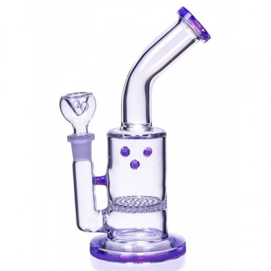 7\" Honeycomb Water Pipe With Dry Herb Bowl - Purple New