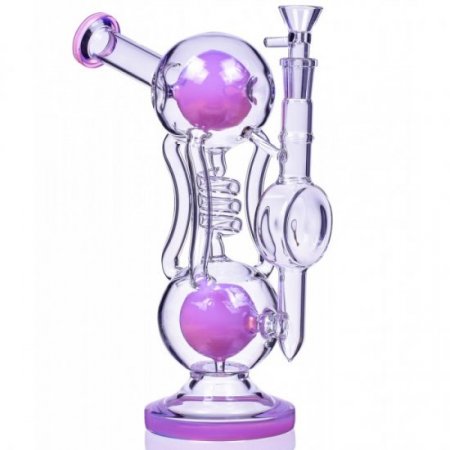 Sweet Smoke - 10" Double Ball Chamber Scientific Bong - Pink New