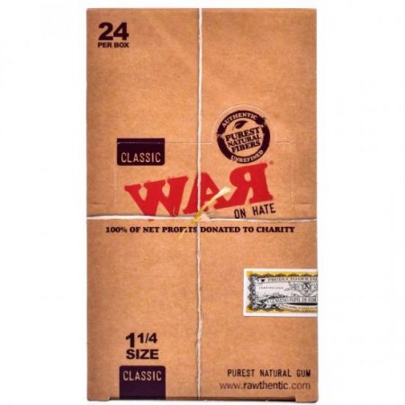 Raw? - War On Hate 1? Classic Rolling Paper - Box of 24 Packs New