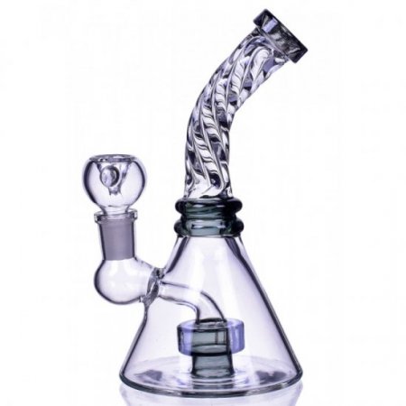 The Cyclone - 7" Twisted Neck Matrix Beaker Bong Water Pipe - Ash Black New