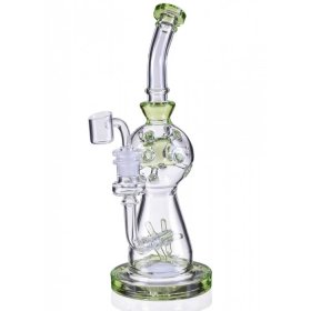 Smoke Propeller Dab Rig - 12" Dual Spinning Propeller Perc To Swiss Faberge Egg Perc Dab Rig with Banger and Bowl - Lake Green New