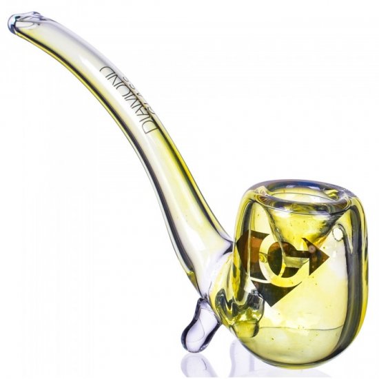 Diamond Glass? - 6\" Sherlock Glass Hand Pipe - Golden Fumed New